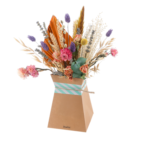 Getrocknete Blumen Pastel + faltbare Vase